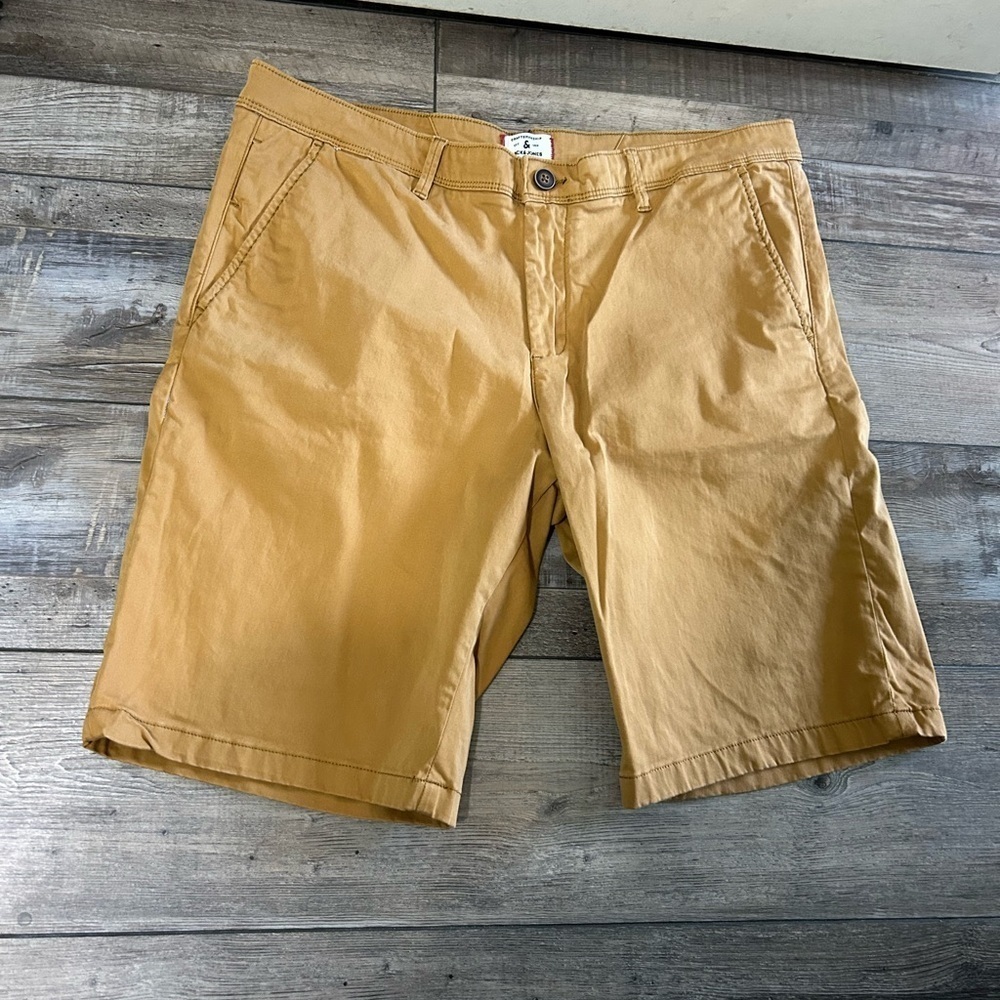 Jack & Jones Slim/Macro Shorts Mens XL tan casual chino shorts